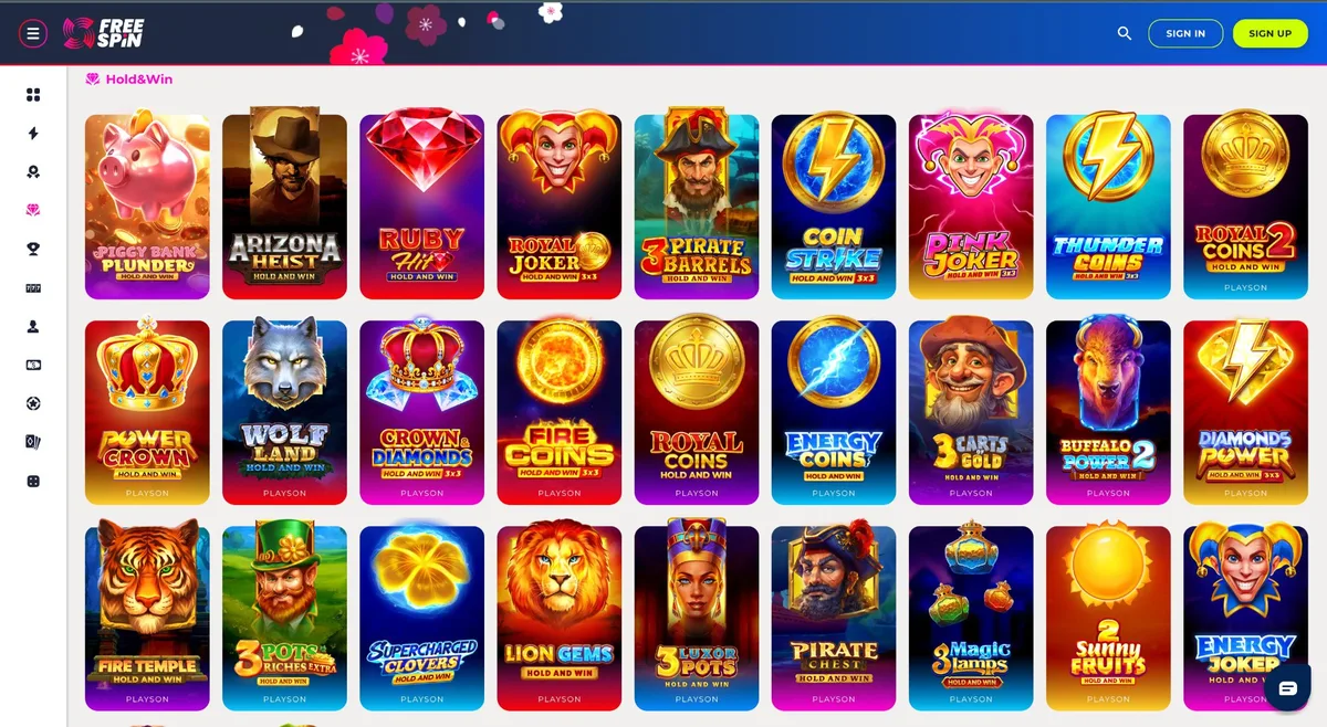 Free Spin Casino Oklahoma Playson Hold and Win slot games